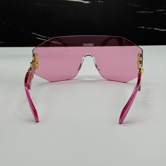 NEW VE2258 1002/84 VERSACE MOD 2258 1002/84 PINK VE2258 100284 SHIELD SUNGLASSES - Picture 7 of 11